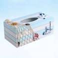 thumbnail image 2 of 1PC Mediterranean Decorative Tissue Box Wooden Crafts Storage Box Home Desktop Decoration (Striped Iron Anchor Sailboat), 2 of 6