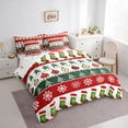 thumbnail image 3 of Homewish Vintage Xmas Tree Twin Bedding Sets 7-Piece, Tribal Western Christmas Bedding Comforter Set, Green Red Santa Claus Socks Reversible Sheet Sets, Lightweight Room Decor, 3 of 7