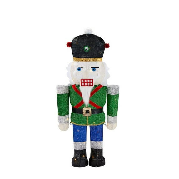 3 ft. Yuletide Lane LED Light Up Outdoor Tinsel Nutcracker Christmas Decoration