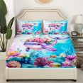 thumbnail image 3 of Erosebridal Sealife Whale Sheet Set Twin,Marine Animal Bedding Sets Twin Size,Uderwater World Decor,Breathable,3pcs, 3 of 7
