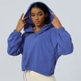 thumbnail image 5 of Wyongtao Hoodie Jackets for Women 1/2 Zip Crop Top Lightweight Stand Collar Sports Loose Yoga Sweatshirts,Blue XXL, 5 of 6