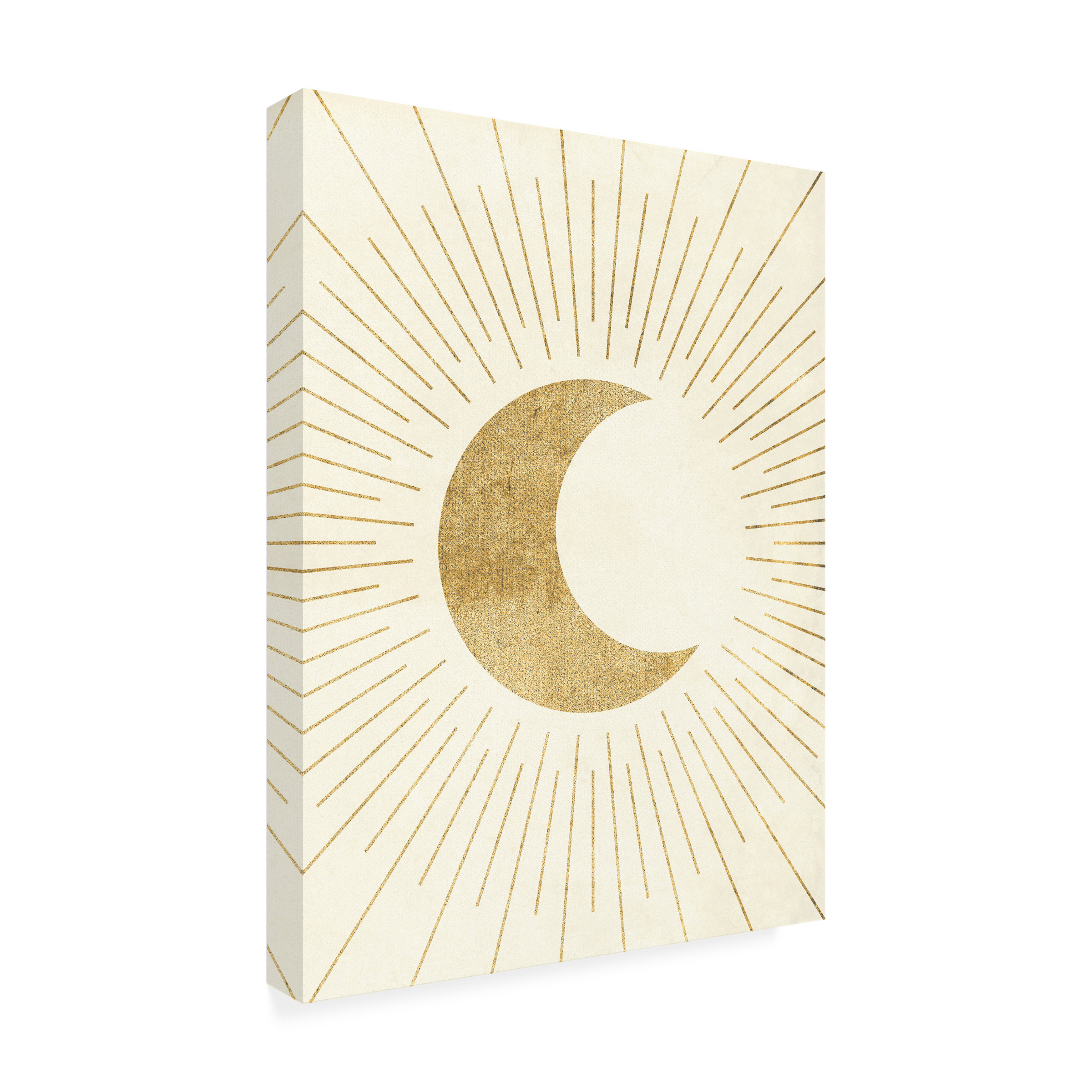 Canvas Wall Art - Tom Quartermaine 'Set of 3 Gold Sun Moon Star 3' Wall Art for Living Room, Bedroom, or Office DÃ©cor by Trademark Fine Art - 35 x 47 Inches