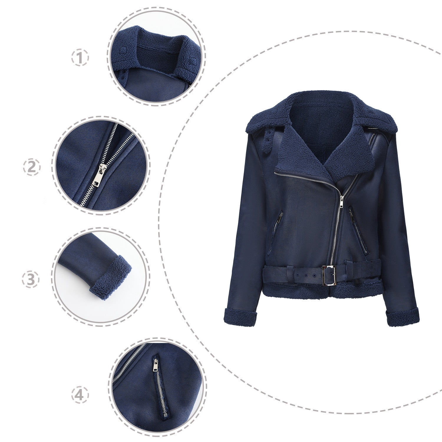 clear 50% off Usmixi Womens Faux Leather Jacket Womens Suede Jacket Plus Size Fashion Side Zip Fuzzy Fleece Coats Casual Solid Pocket Bomber Outwear with Belt Winter Faux Leather Jacket