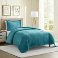 thumbnail image 2 of Nestl 2 Pc Cut Plush Reversible Duvet Cover and Sham Set with Zipper Closure & Corner Ties - 100% Soft Hypoallergenic Microfiber Decorative Comforter Cover Twin, Teal Blue, 2 of 8