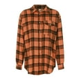 thumbnail image 6 of Hessimy Womens Casual Oversized Flannel Plaid Button Down Long Sleeve Shirts Fashion Blouse Tops with Pocket(Orange,L), 6 of 8