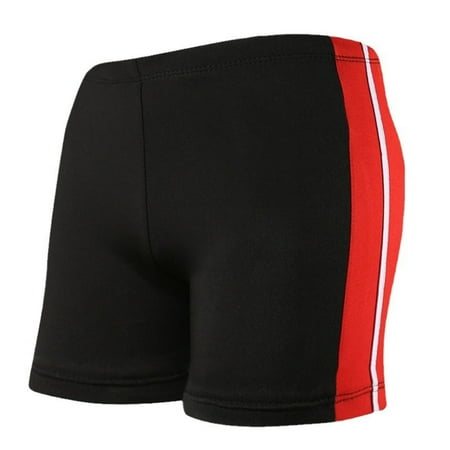 FINALGANG Boys Kids Elastic Waist Swim Trunks With Contrast Side Stripes Elastic Waistband For Beach Swimming Pool Play Summer Water Activities Red 14-15 Years