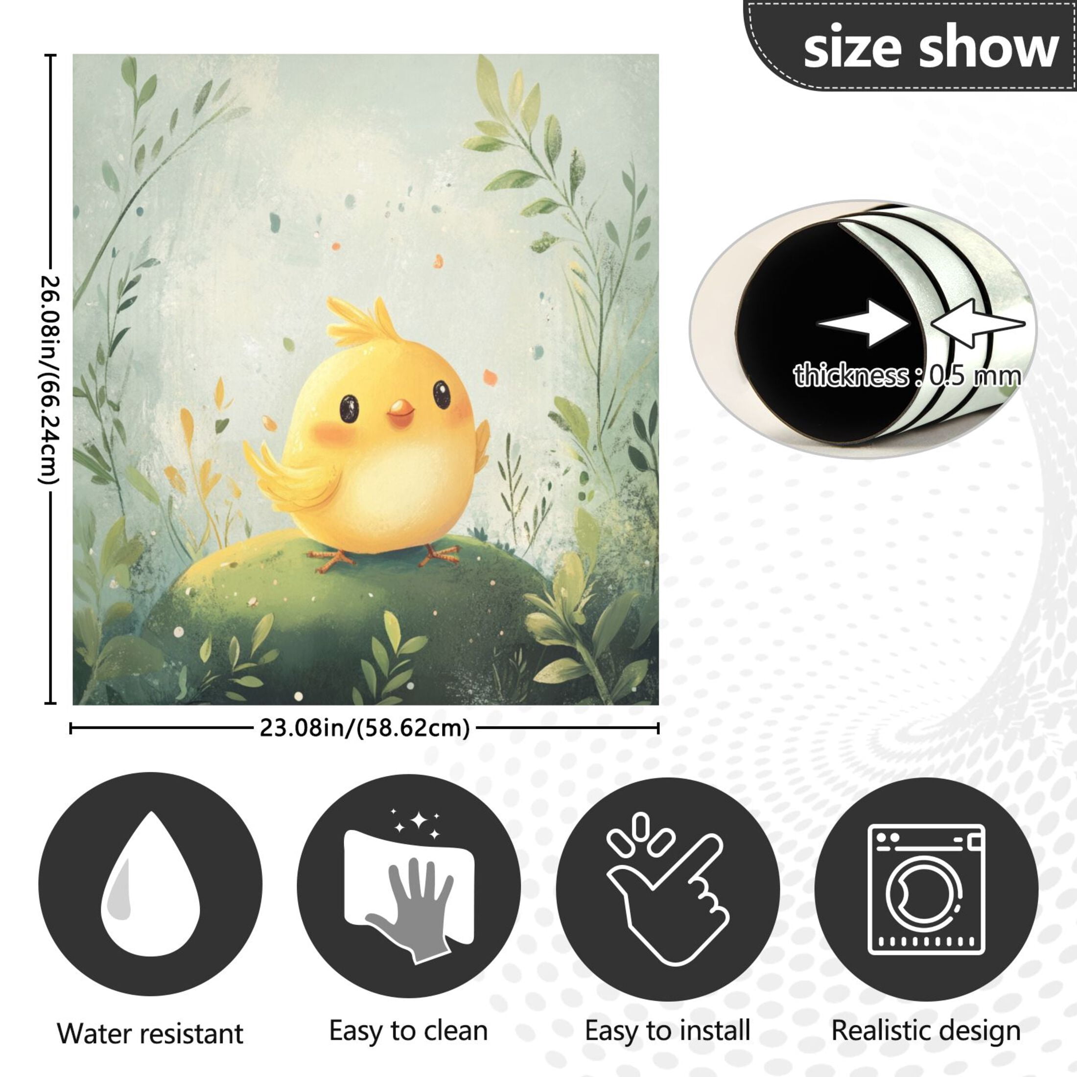 Dishwasher Magnetic Sticker 23x26 Inch Refrigerator Magnetic Sticker Washing Machine Magnetic Sticker Kitchen Panel Magnetic Sticker Home Decor Cute Little Yellow Bird
