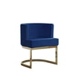 thumbnail image 1 of Velvet Navy Blue Accent Chair with Gold Chrome Base - 1 Chair, 1 of 4