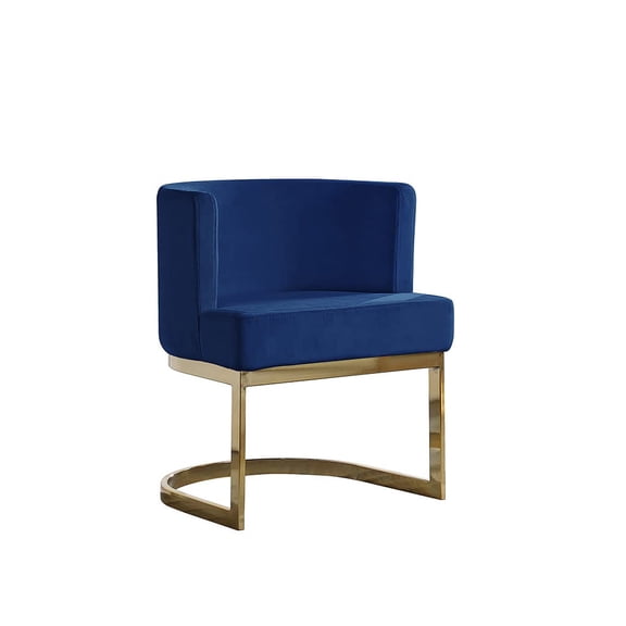 Velvet Navy Blue Accent Chair with Gold Chrome Base - 1 Chair