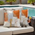 thumbnail image 4 of Burnt Orange Outdoor Waterproof Pillow Covers, Modern Geometric Grey Oil Painting Abstract Decorative Square Throw Pillowcase Sofa Cushion Sham for Patio/Couch/Chair, 18"x18" 2 Pack, 4 of 8