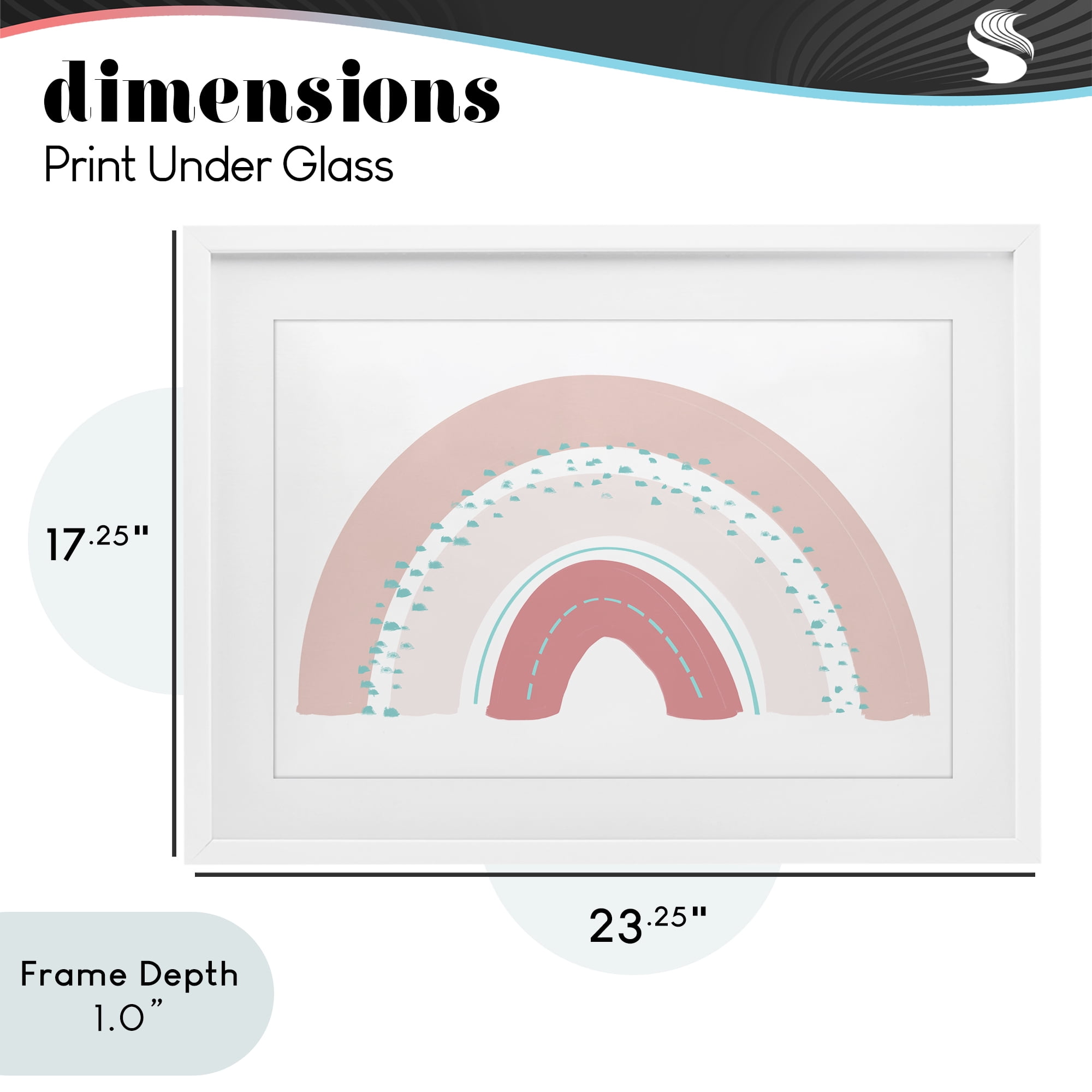 Stupell Industries Pink Rainbow with Speckles White Framed Print Under Glass, design by Emily Navas