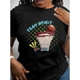 thumbnail image 1 of 1 Pce T-Shirt Graphique de Basketball Décontracté pour Femmes, Tissu en Polyester, Extensible Moyen, Col Rond, T-Shirt à Manches Courtes à Motifs Géométriques, Haut de Sport à la Mode pour Toutes les Saisons Fête des Pères, Fête des Mères, 1 of 6