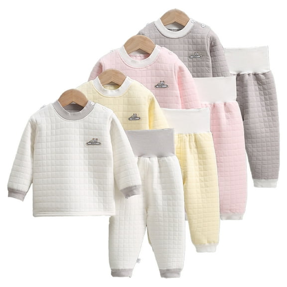 KYAIGUO 2PCS Thermal Underwear for Newborn Boys Girls (Long Johns Thermal Set) Baby T Shirt & Pants Warm Outfit Autumn Winter 6 Months-24 Months