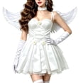 thumbnail image 2 of YTCAMLO 5PC Womens Angel Costume, Fashion Mini Dress with Back Ornament necklace gloves Headwear, Halloween Costumes for Party, 2 of 6