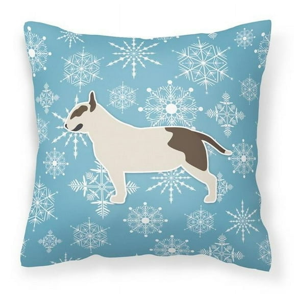 Caroline's Treasures BB3578PW1414 Winter Snowflake Bull Terrier Fabric Decorative Pillow , 14Hx14W, multicolor