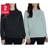 Eddie Bauer Ladies' Crewneck & Hoodie, 2-pack Black/Ocean Medium