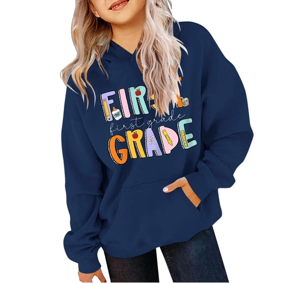 Ruyang Kids 1st Grade Back to School Hoodies Long Sleeve First Day of School Pullover Sweatshirts Cute Preppy Hoodie