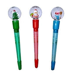 - Pure Style Snow Globe Ballpoint Pen, Fine Beveled Point, 0.7 mm, Clear Barrel, Black Ink, Assorted Styles