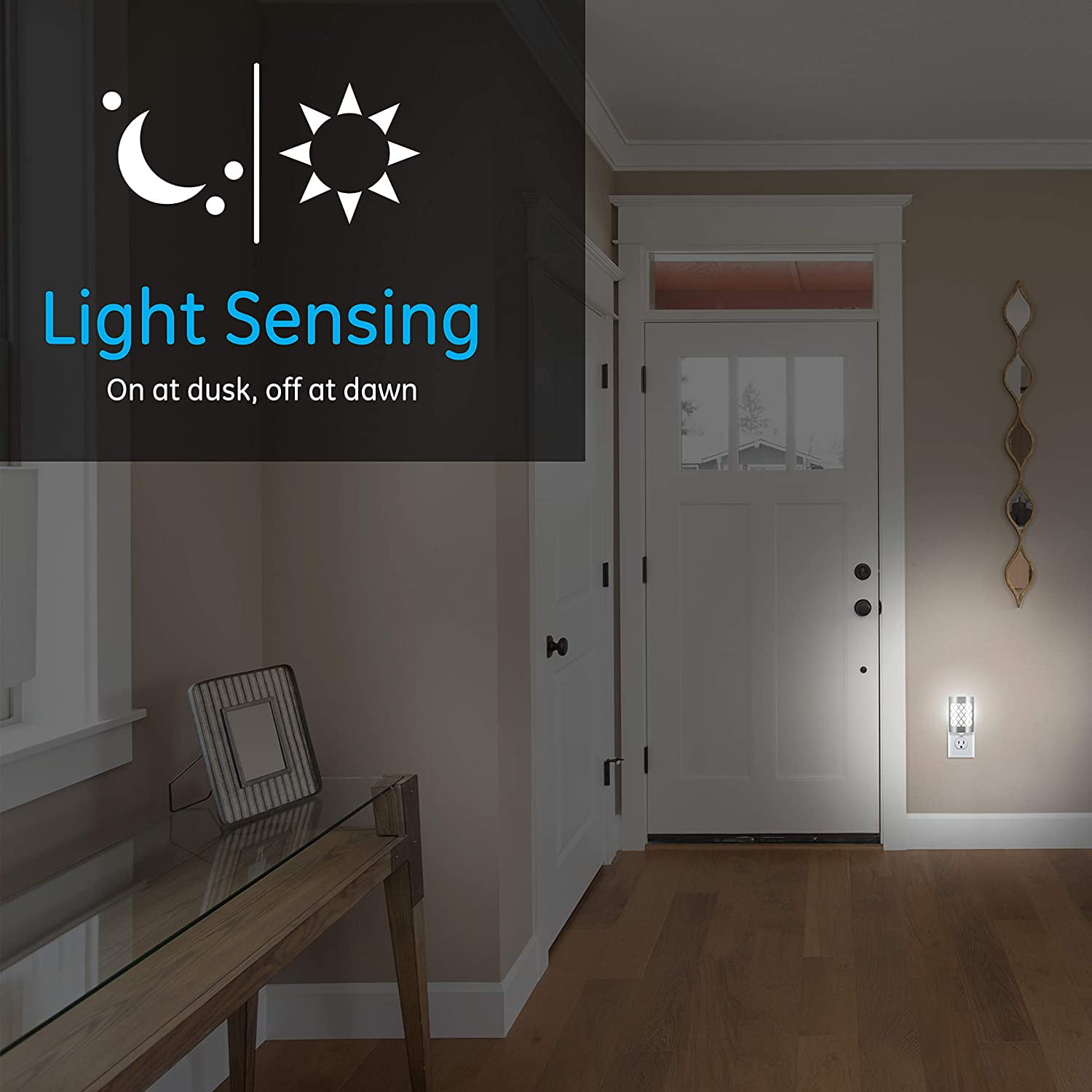 GE CoverLite LED Night Light, Plug in, Dusk to Dawn, Moroccan Design, Brushed Nickel, 29847