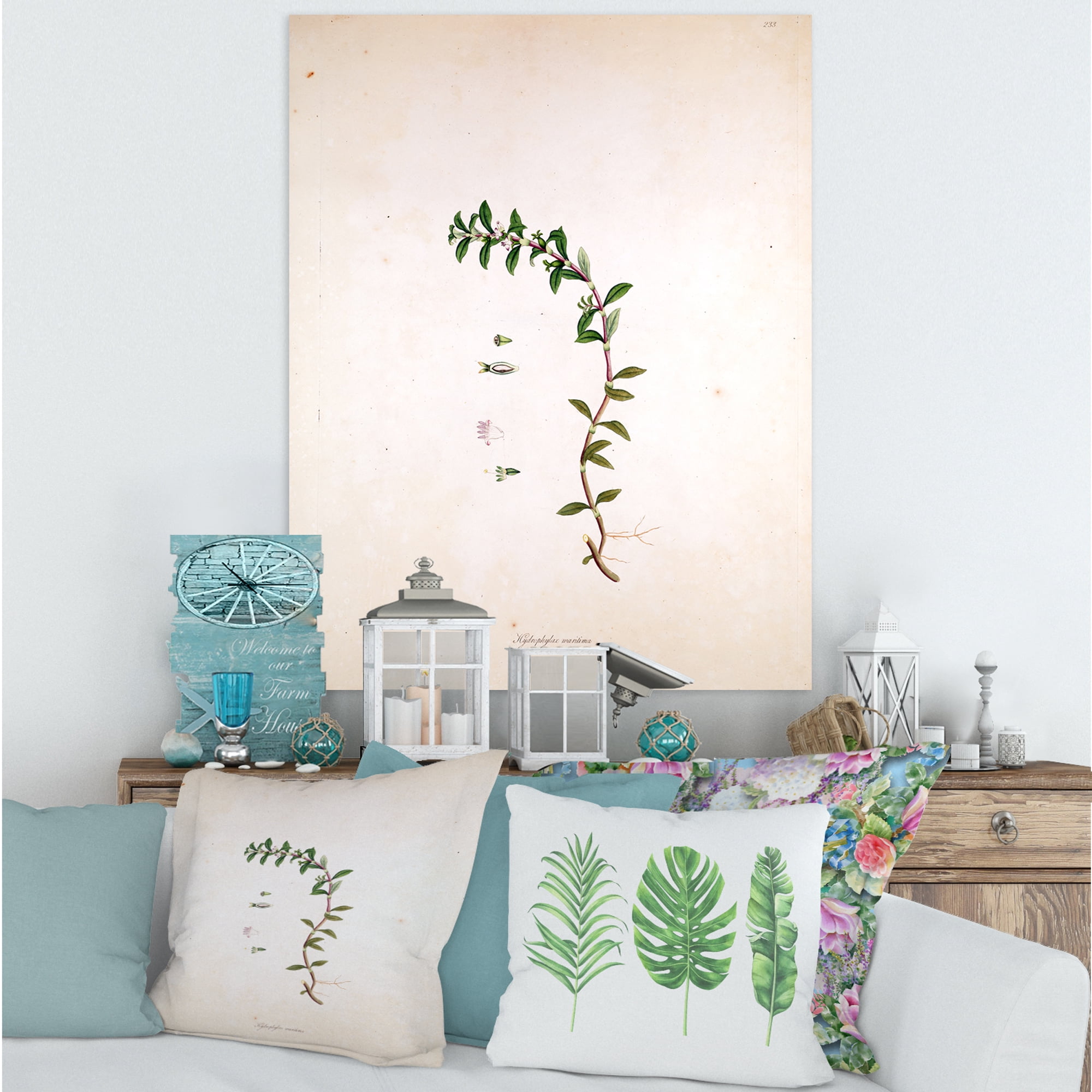 Designart ' Ancient London Plants II ' Farmhouse Canvas Wall Art Print