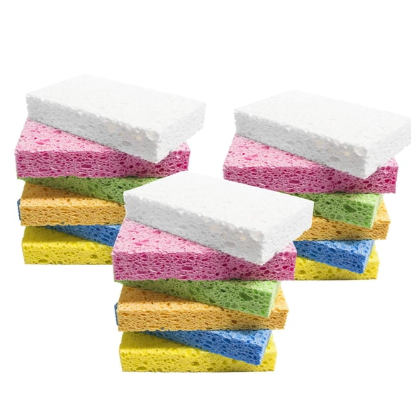 ARCLIBER Éponge à Récurer de Nettoyage, Cellulose Non Abrasive pour Cuisine, Salle de Bain, Voitures, Éponge Compressée Colorée (Lot de 18)