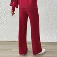 thumbnail image 6 of Womens Embroidery Floral Sweater Pants Casual Loose High Waisted Boho Straight Leg Knit Comfy Beach Lounge Pants, 6 of 6