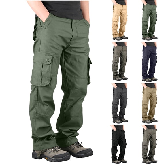 Cllios Cargo Pants for Men Slim Fit Outdoor Hiking Trousers Work Pants Comfortable Travel Baggy Cargo Pant with Multi Pockets 29-36