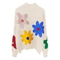 thumbnail image 4 of Nouveau Chandail à Col Rond pour Femmes Automne et Hiver Chandail à Fleurs Chandail pour Femmes Blanc m, 4 of 4