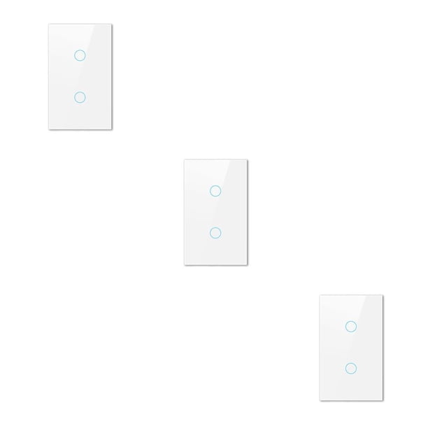 Monstrate US WiFi Tuya Touch Switch APP Sensor de control remoto Interruptores de panel de vidrio templado Reemplazo inteligente Blanco 2 bandas Type1 NO1 Monstrate CBP187291