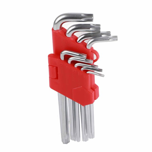 Juego de 9 herramientas de llave hexagonal con llave de estrella CRV de brazo largo de metal para reparación de mantenimiento, 9 piezas