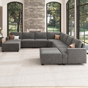 Nolany Modern Corner Modular Sectional Sofa with Movable Storage Ottoman for Living Room, Light Grey