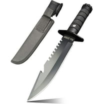 Doom Blade Serrated Fixed Blade Knife with Sheath, Survival Camping Knife, Hunting Knife