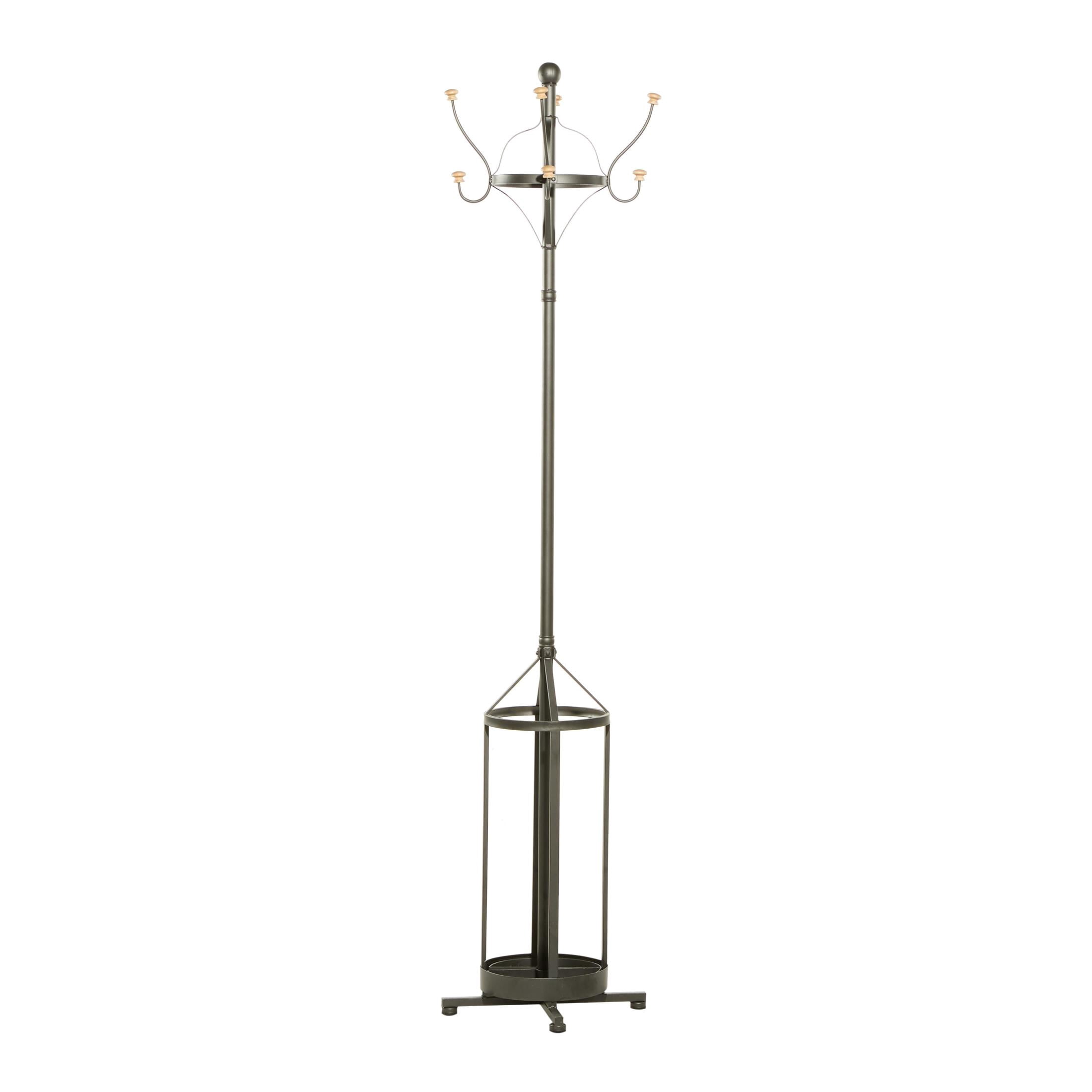 DecMode 19" x 77" Black Metal Coat Rack, 1-Piece