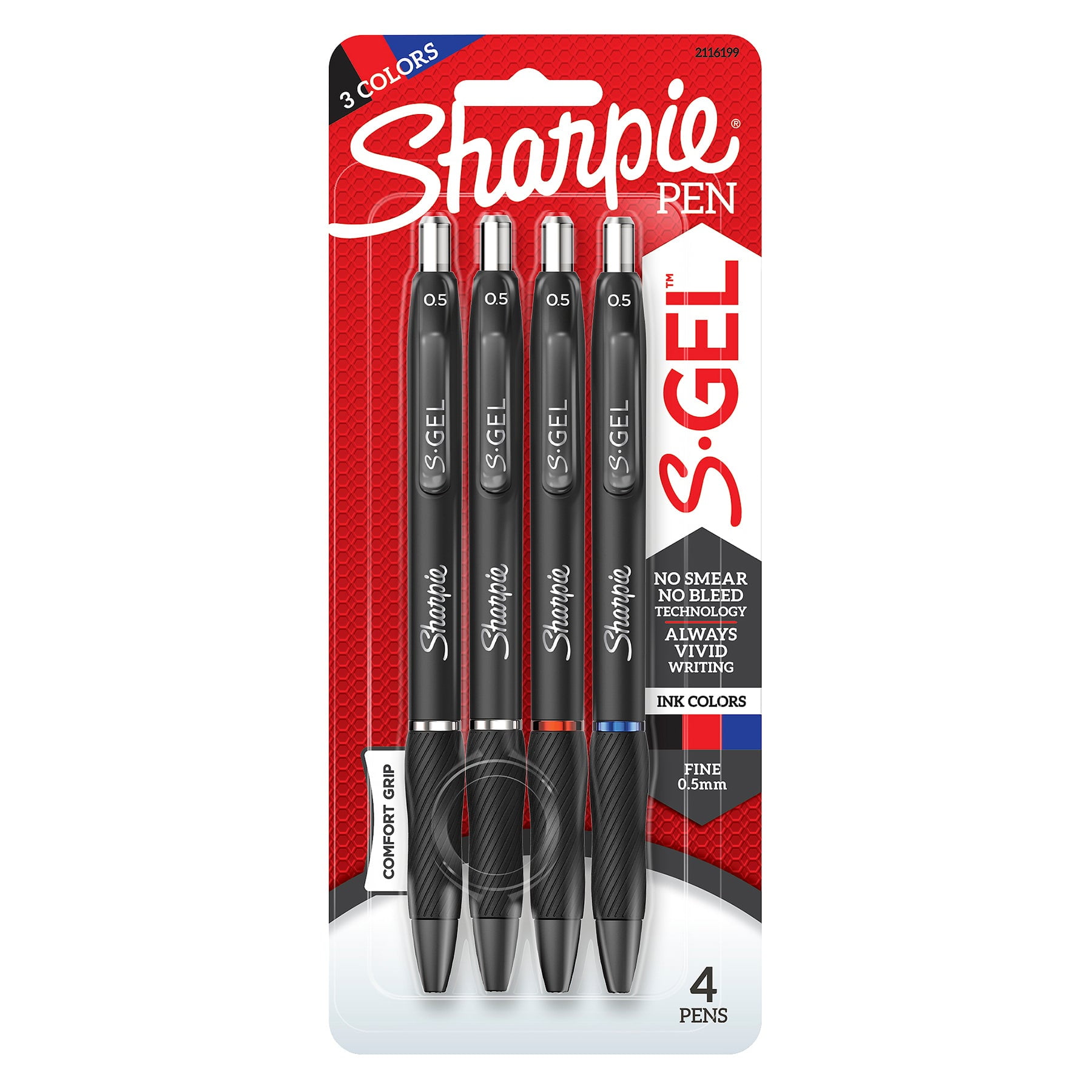 Sanford LP SAN2116199-3 0.5 mm S-Gel High-Performance Retractable Fine Gel Pen - 4 Count - Pack of 3