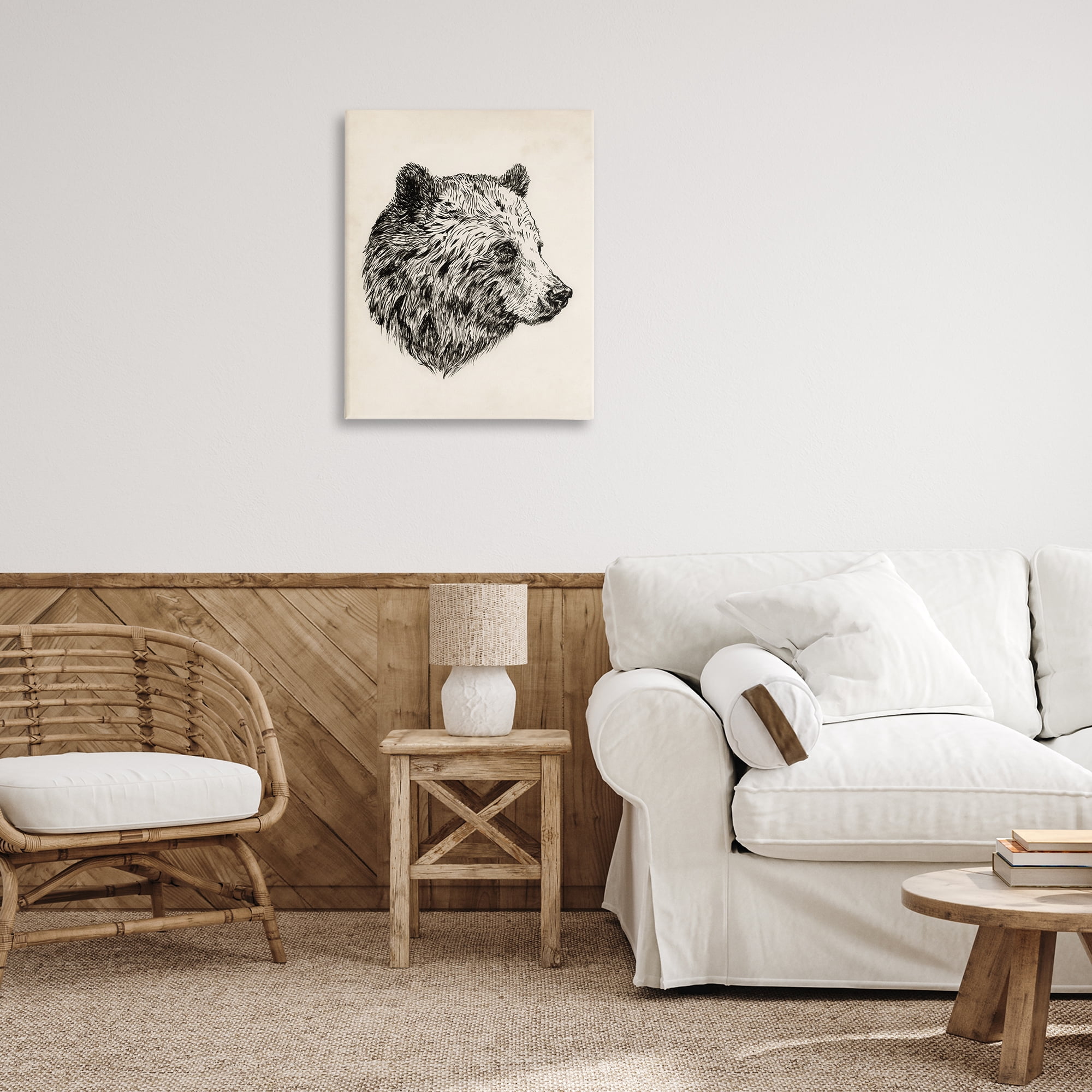 Stupell Industries Rustic Bear Drawing Animals & Insects Drawing Gallery Wrapped Canvas Art Print Wall Art, 24 x 30