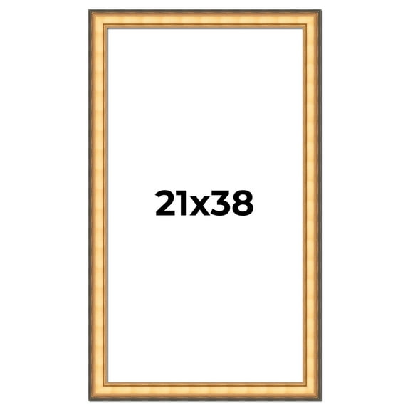 21x38 Frame Gold Plein Aire Solid Wood Picture Frame Width 2 Inches | Interior Frame Depth 0.5