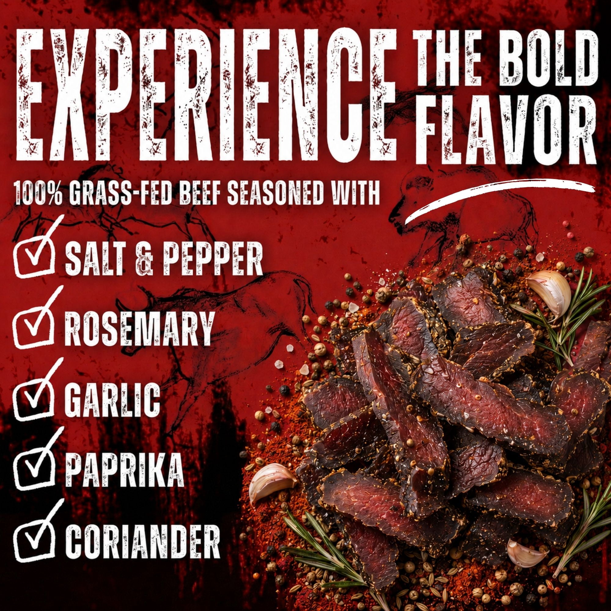 The Bearded Butchers Bold Blend Biltong, 3 oz – Air-Dried Beef Snack, High Protein, Zero Sugar, Gluten-Free, 39g of Protein Per Pack