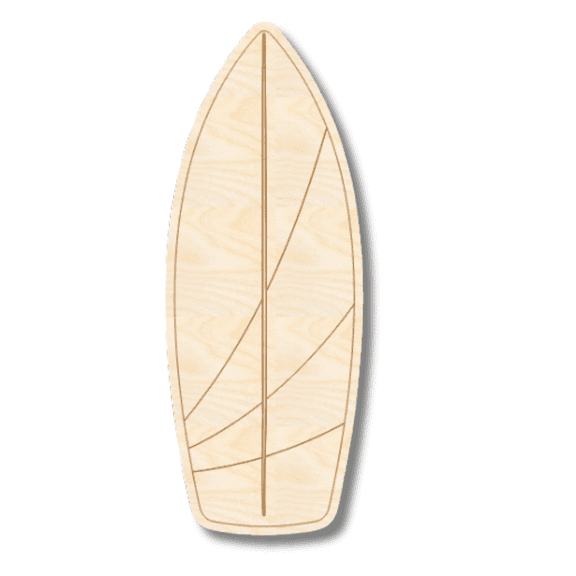 Unfinished Wood Etched Line Surfboard Shape | Paint By Line Crafts 6" / 1/8"