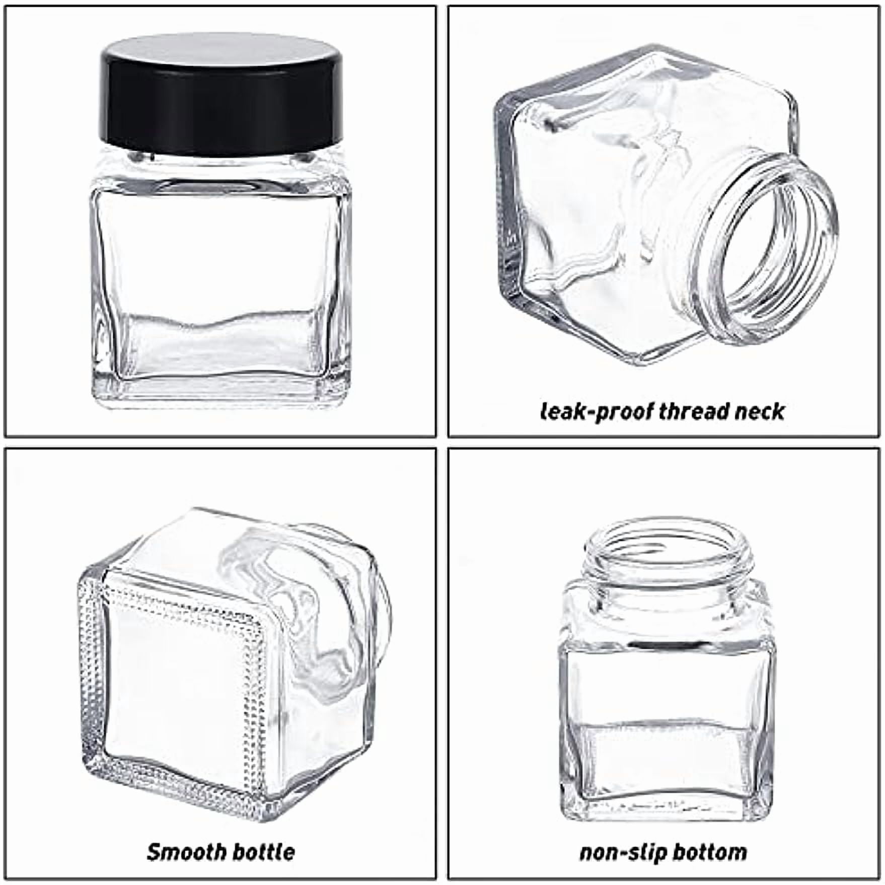 12 Pack 30ml Clear Empty Ink Bottles Glass Fountain Pen Ink Bottle with ABS Plastic Bottle Caps 4pcs Mini Transparent Plastic Funnel 6pcs 2ml Disposable Plastic Teardrop