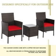 thumbnail image 2 of SUNCROWN 3-Piece Patio Bistro Outdoor Furniture Set, All-Weather Brown Wicker and Glass Side Table, Red Cushion, 2 of 7