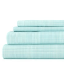 Noble Linens 4 Piece Pattern Microfiber Bed Sheets Set, Aqua Thatch, Queen