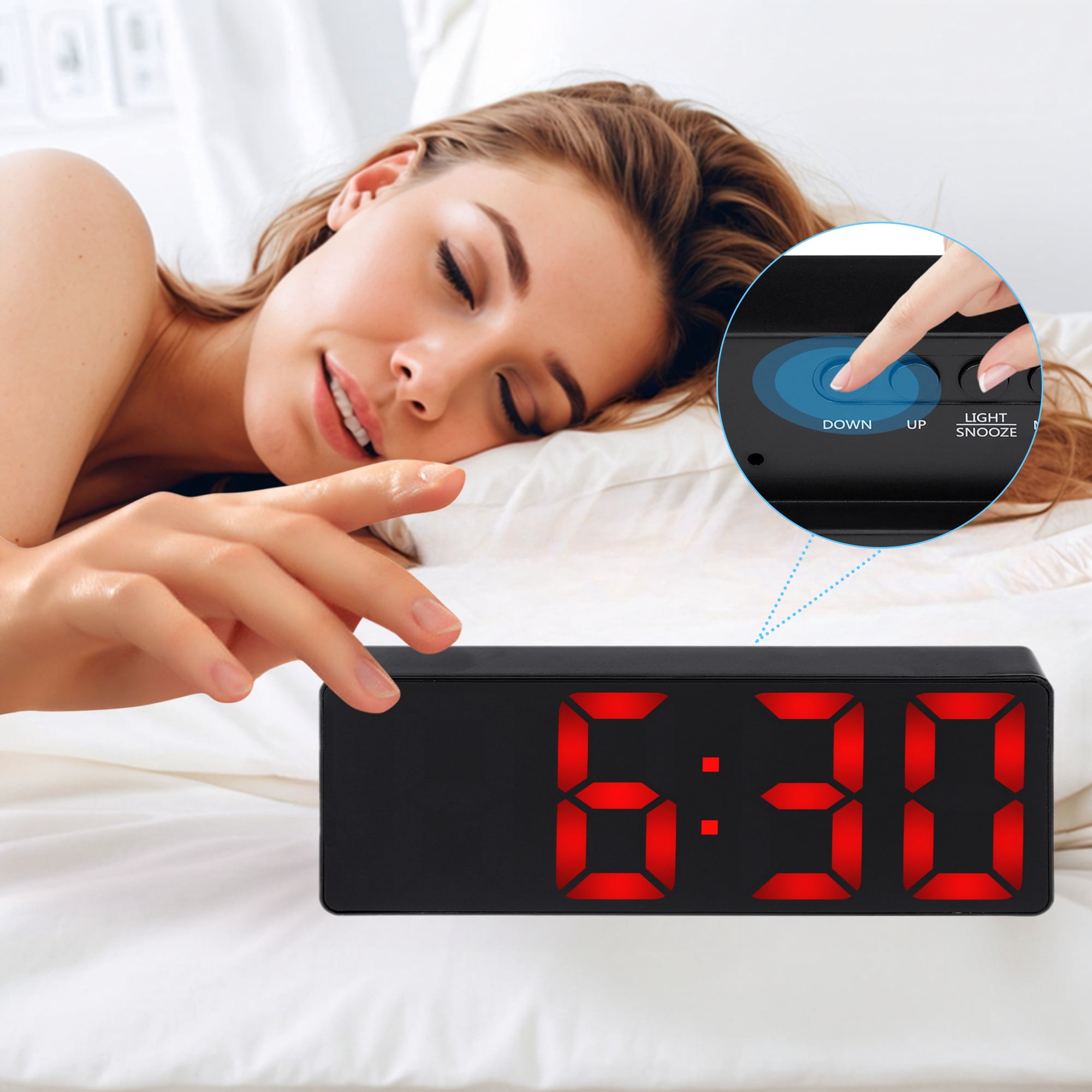 Unique Bargains 2 Pcs Small Digital Alarm Clock for Deep Sleepers Red/Pink