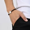 thumbnail image 3 of VNOX Mens Cross Leather Bracelet for Men, Christian Mens Cross Bracelets, Jesus Faith Religious Easterholic Communion Baptism Christmas Jewelry Gift for Men, 3 of 5