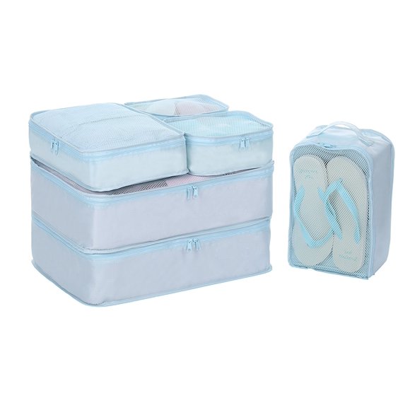 JJ POWER Travel Packing Cubes, Luggage Organizers with Shoe Bag (Blue)
