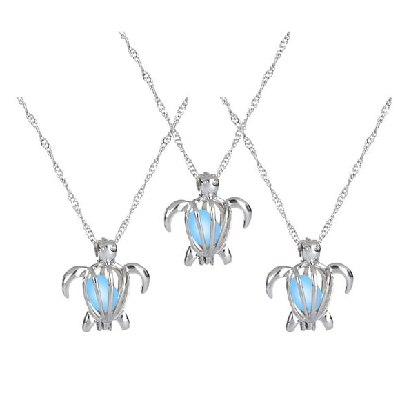 KAKOWELY Necklace Pendant 3 Pcs Luminous Beads Decor Necklace Alloy Turtle Shape Pendant Birthday Party Costume Jewelry Supplies for Women Girls (Mixed Color)