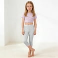 thumbnail image 5 of Favoffer Toddler Girls Elastic Cropped Leggings Solid Color Soft Yoga Casual Capri Pants Sports Outdoor Leisure Wear 3-13Y, 5 of 9