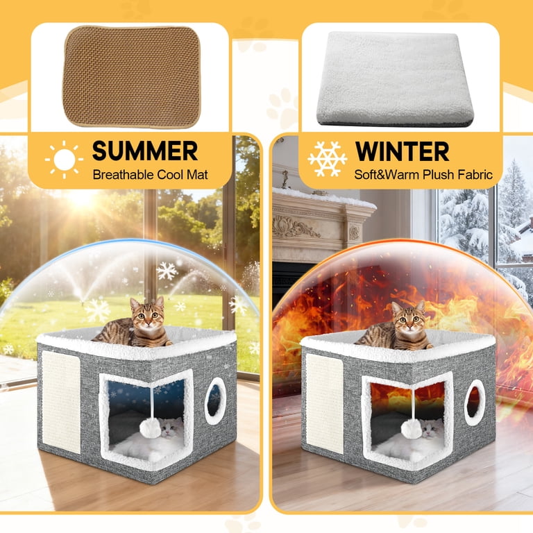 Foldable Cat Cube with Cooling Mat and Scratch Pad photo 6