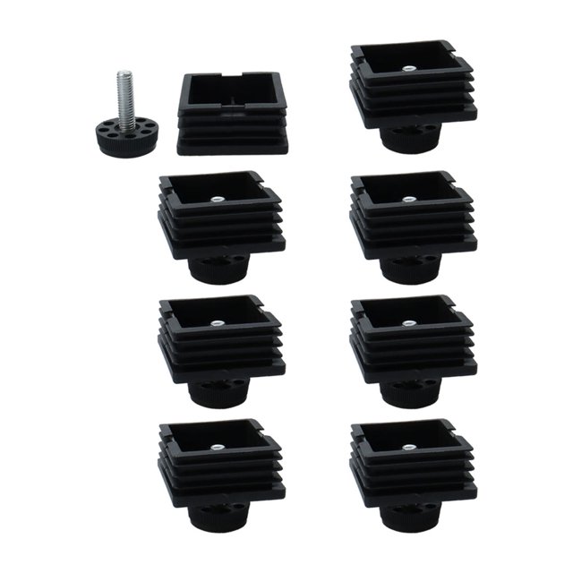 Unique Bargains Leveling Feet 50 x 50mm Square Tube Inserts Kit Furniture Glide Adjustable Leveler for Chair Desk Leg 8 Sets