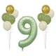 thumbnail image 2 of Juego de globos del primer cumpleaños - 0-9 números de papel de aluminio y 10 globos verdes con cinta para decoraciones de fiesta, 2 of 7