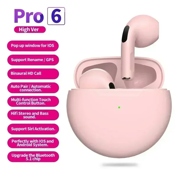 Nuevos auriculares inalámbricos Pro 6 TWS con micrófono, auriculares Bluetooth, auriculares deportivos para correr para Apple iPhone Xiaomi Pro6